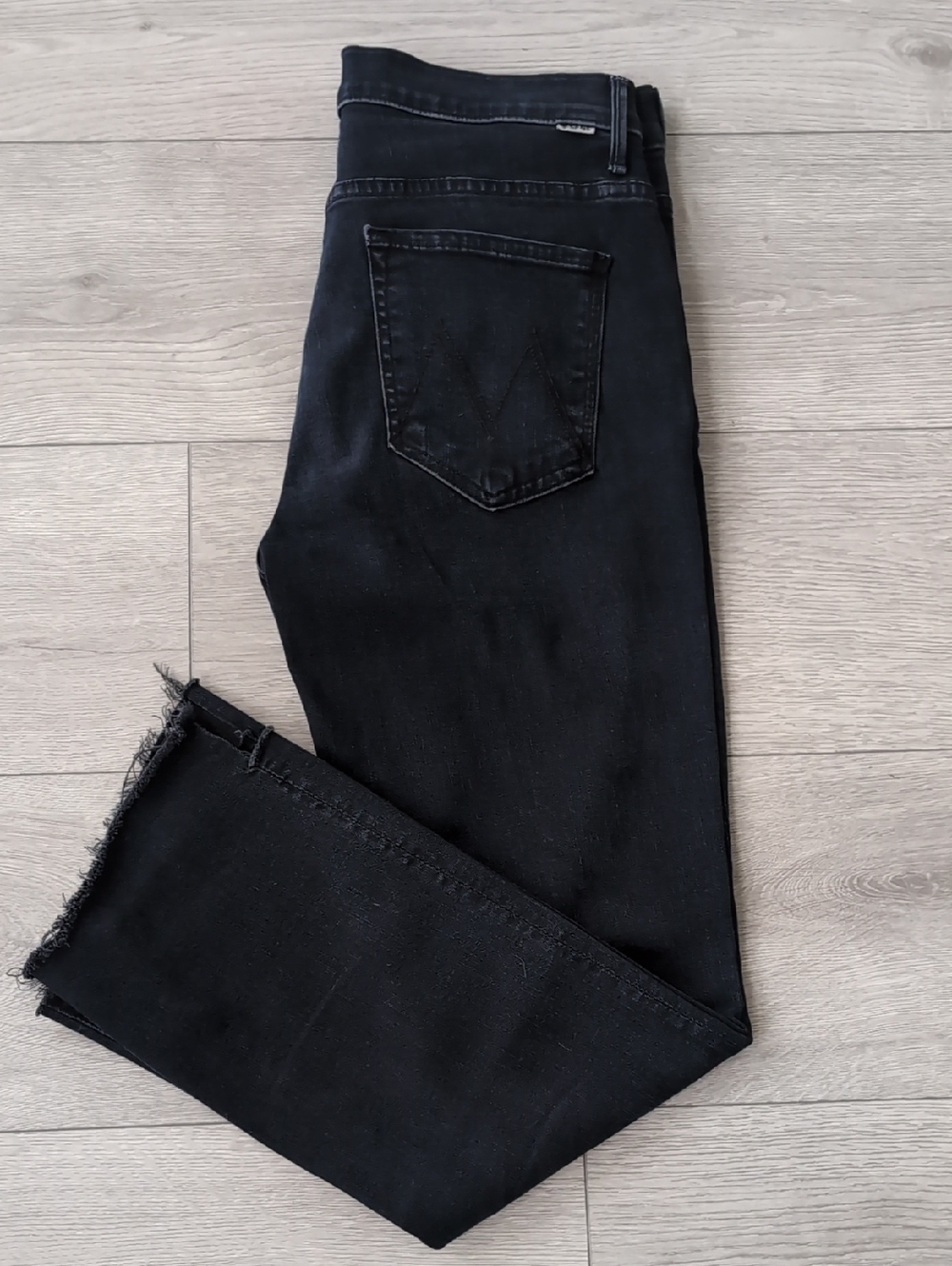 MOTHER The Insider High Rise Crop Step Fray Bootcut Jeans
